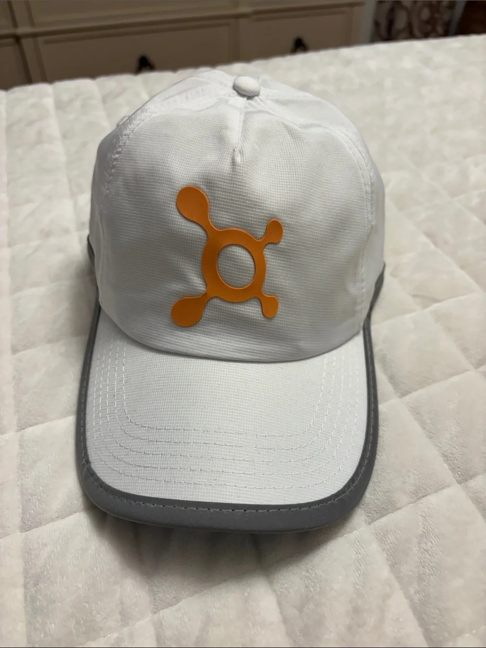 Orangetheory White Hat with Orange Logo and Gray Trim